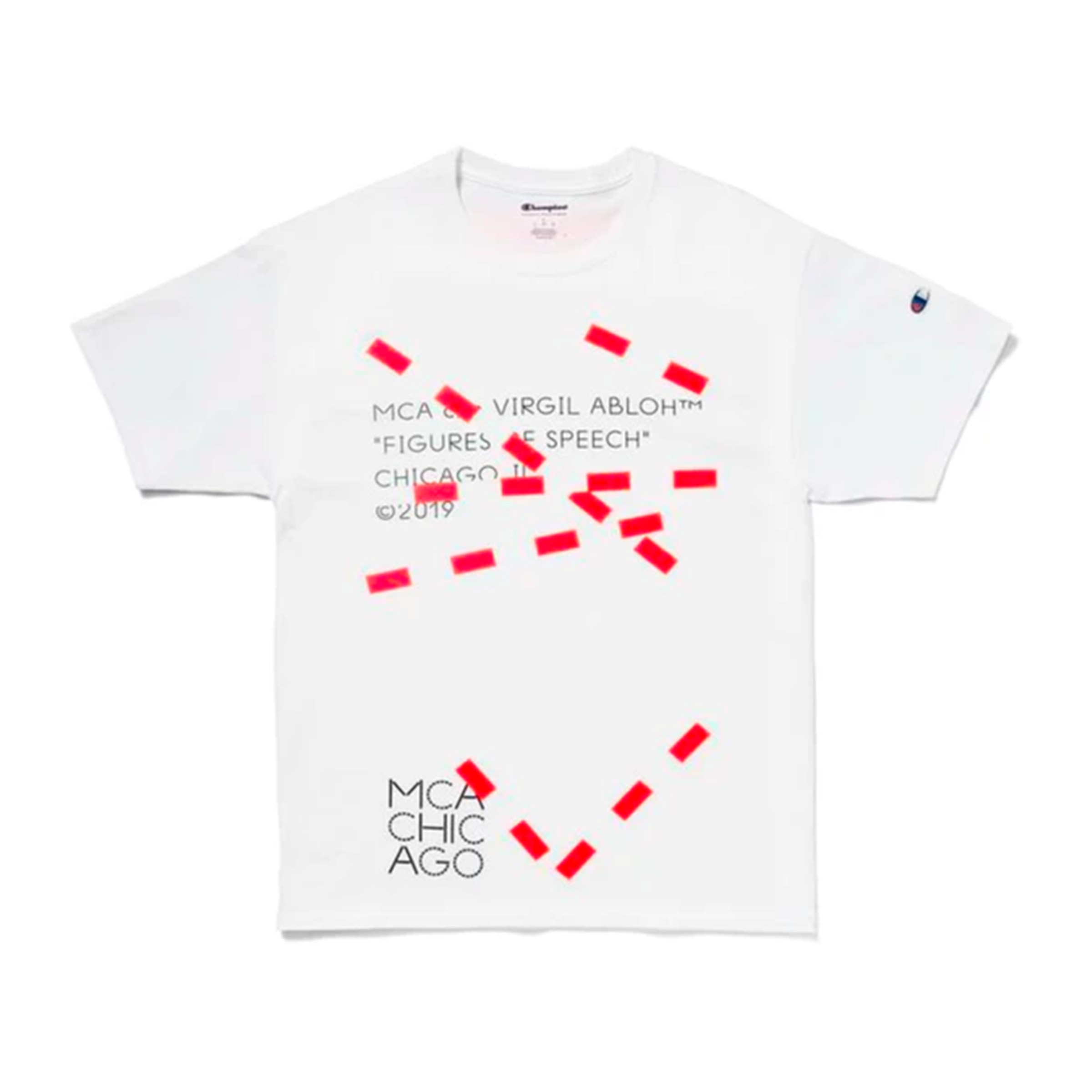 VIRGIL ABLOH MCA FOS Lines CHAMIOPNS White T-Shirt Size XL